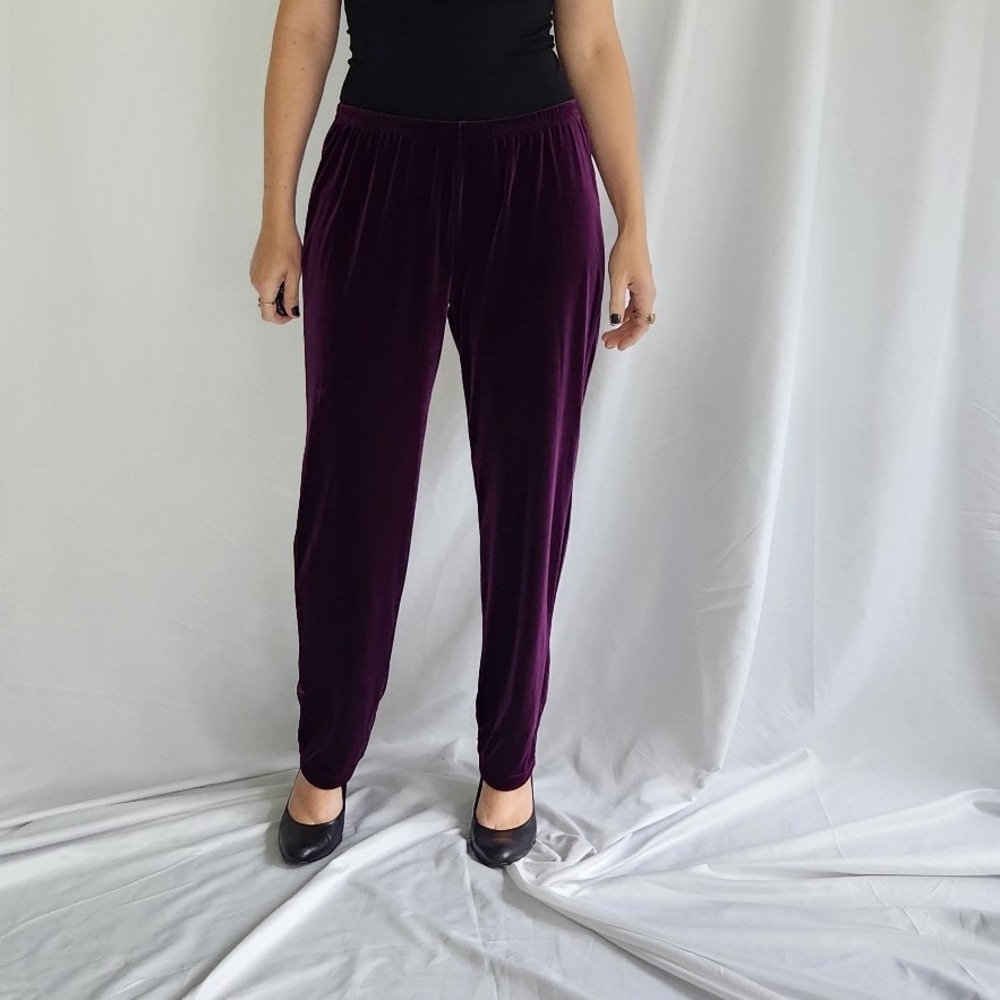 Y2K Deadstock Purple Velvet Pants and Top Set - Picture 4 of 7